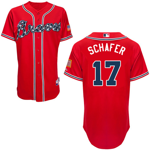 Jordan Schafer #17 MLB Jersey-Atlanta Braves Men's Authentic 2014 Red Baseball Jersey